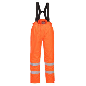 Portwest S781 Bizflame Rain Lined Hi-Vis Antistatic FR Trousers - Orange - Front