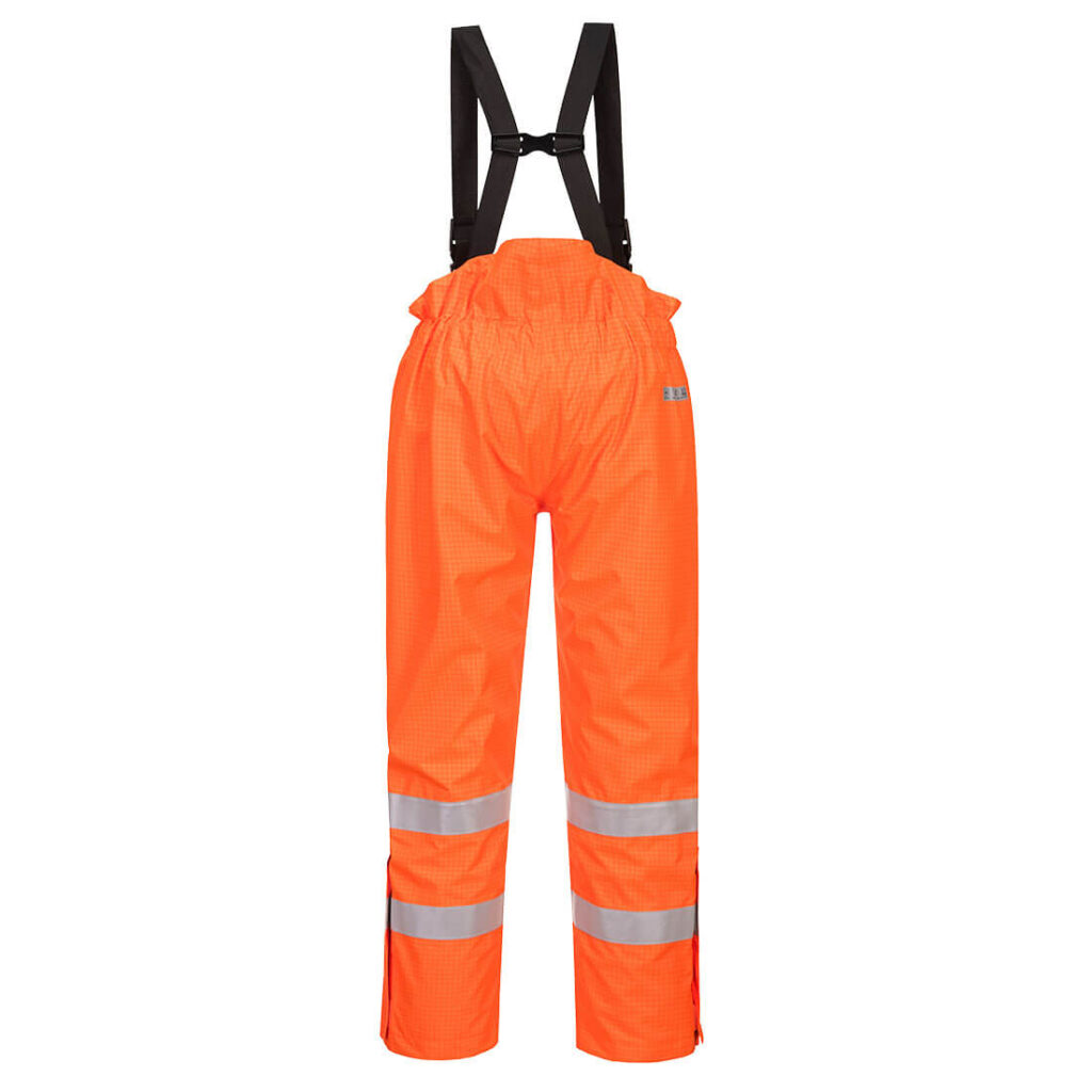 Portwest S781 Bizflame Rain Lined Hi-Vis Antistatic FR Trousers - Orange - Rear