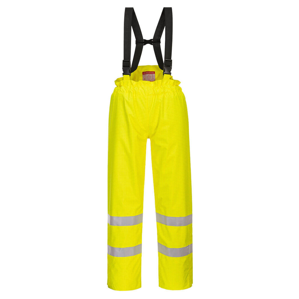Portwest S781 Bizflame Rain Lined Hi-Vis Antistatic FR Trousers - Yellow - Front