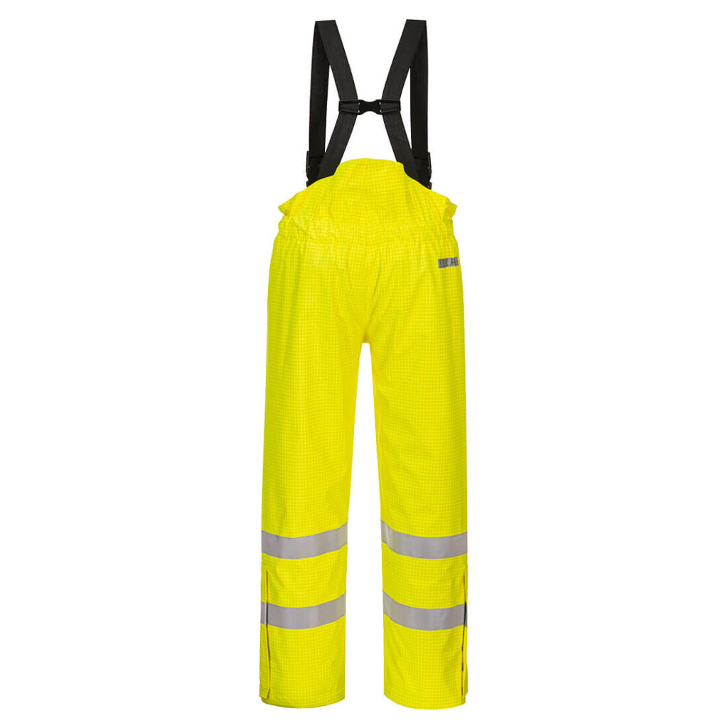 Portwest S781 Bizflame Rain Lined Hi-Vis Antistatic FR Trousers - Yellow - Rear
