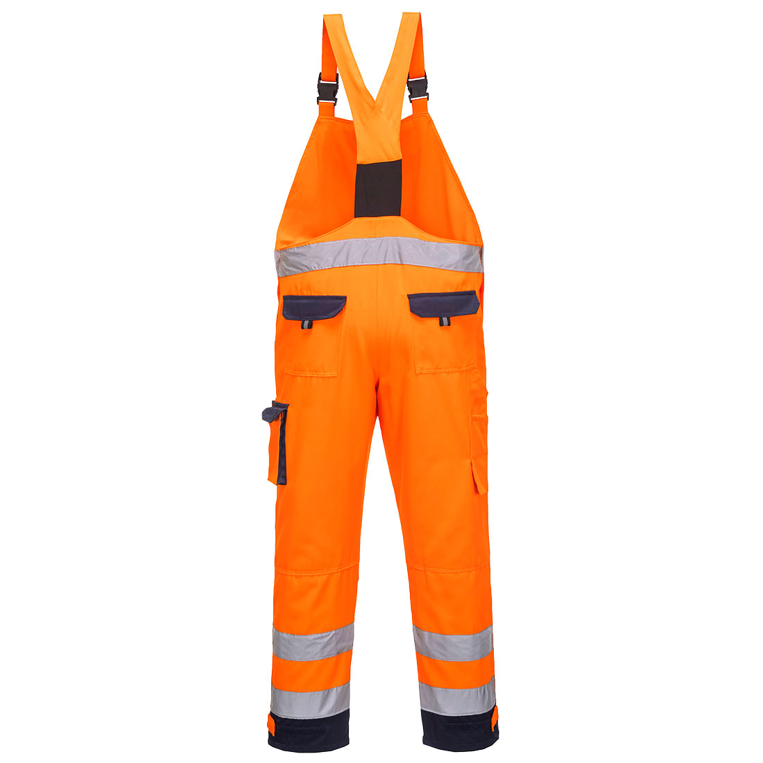 Portwest TX52 Dijon Hi Vis Contrast Work Bib and Brace - Orange - Rear