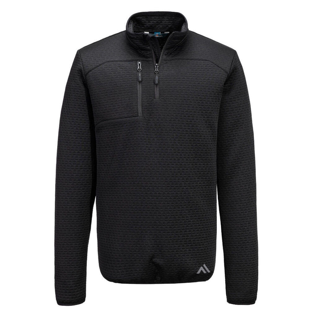 Portwest KX376 KX3 Textured 1/4 Zip Sweatshirt - Black - Front