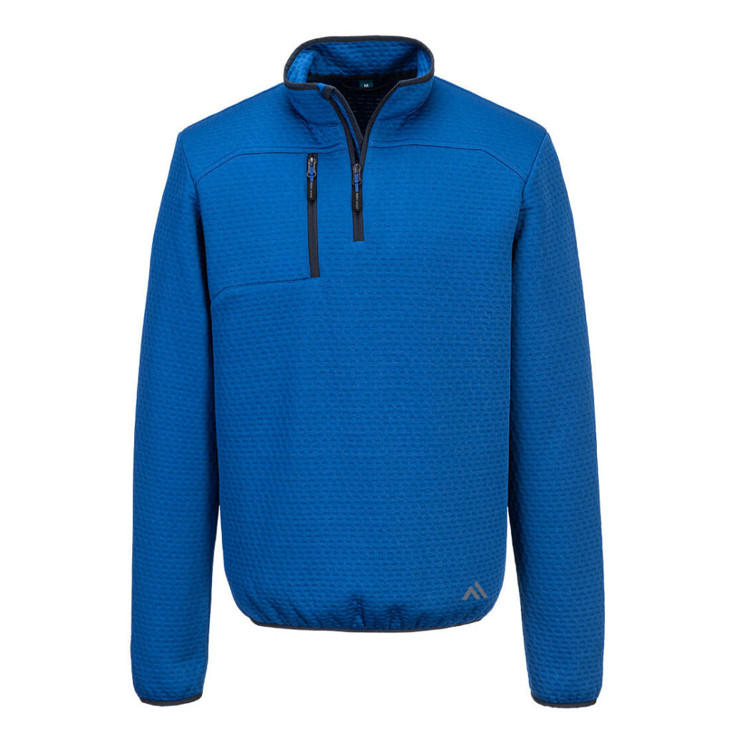 Portwest KX376 KX3 Textured 1/4 Zip Sweatshirt - Blue - Front