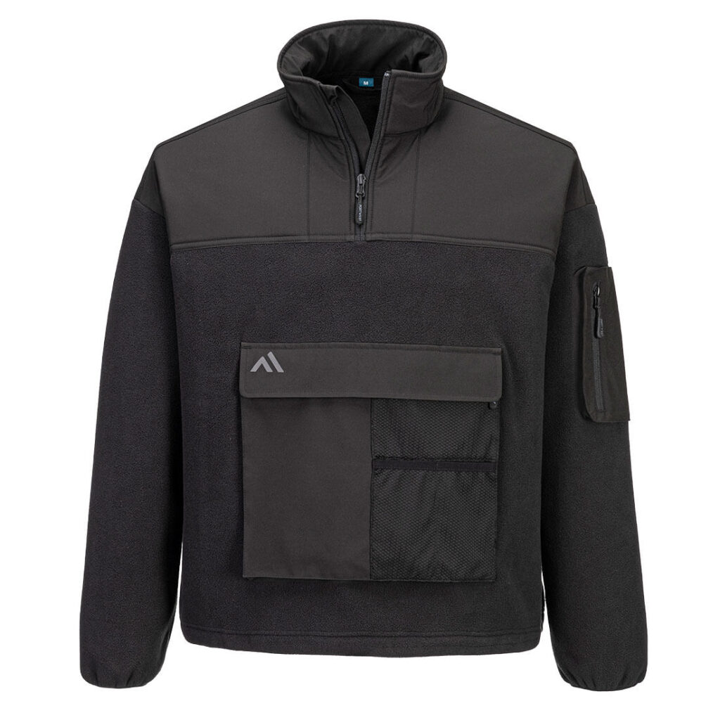Portwest KX378 KX3 1/4 Zip Fleece - Black - Front