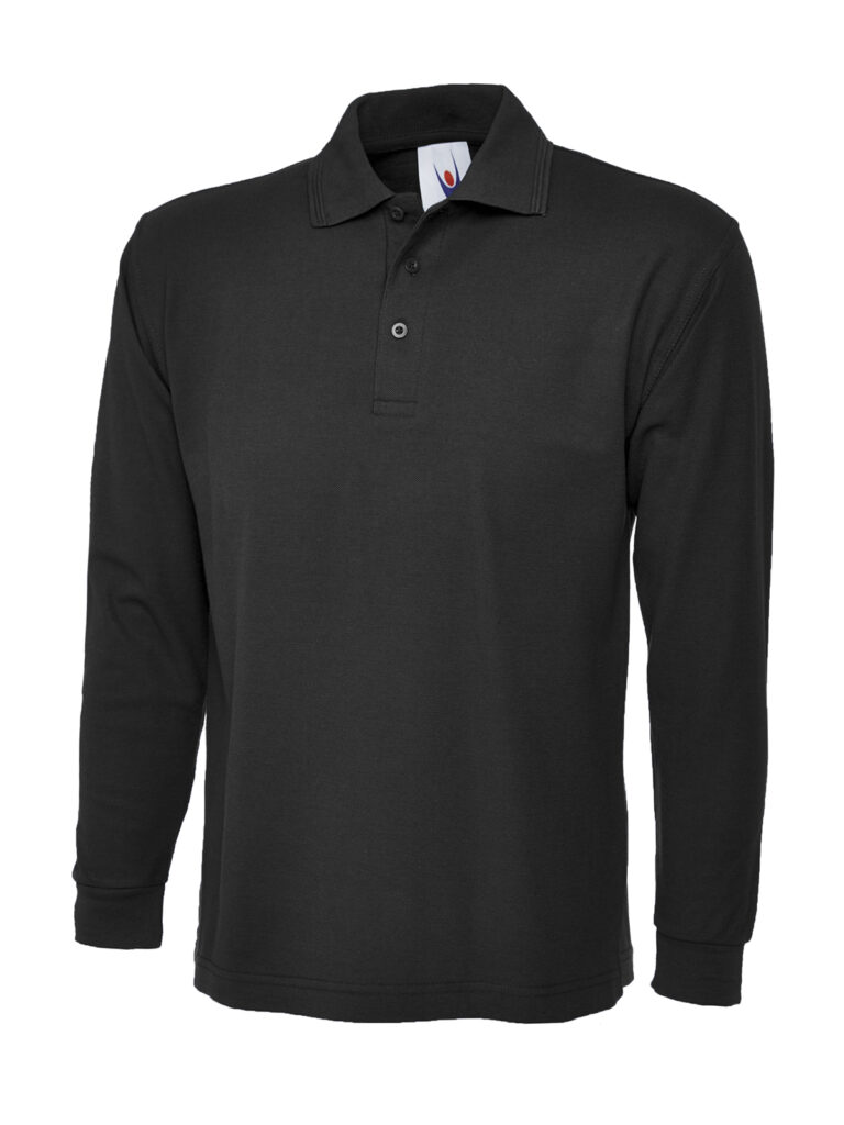 Uneek UC113 Long Sleeve Classic Polo Shirt - Black