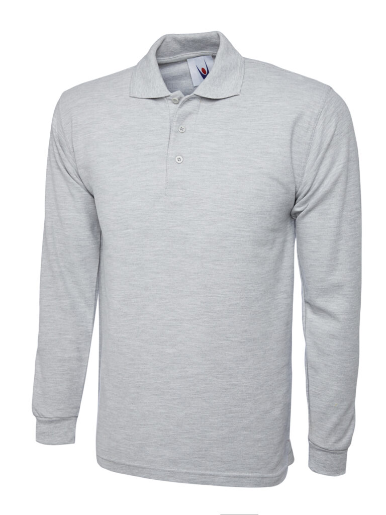Uneek UC113 Long Sleeve Classic Polo Shirt - Grey