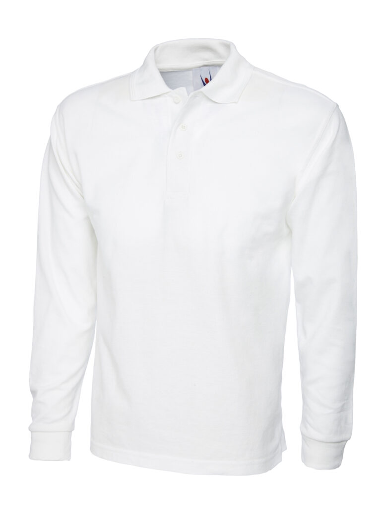 Uneek UC113 Long Sleeve Classic Polo Shirt - White
