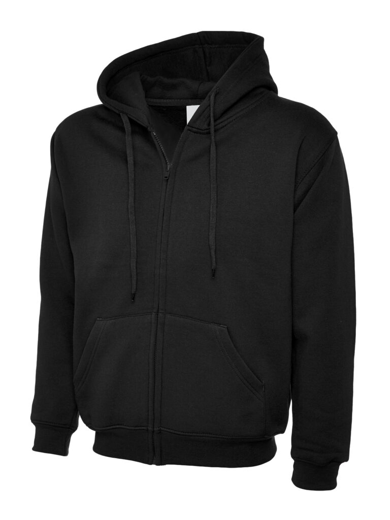 Uneek UC504 Adults Classic Full Zip Hooded Sweatshirt - Black