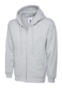 Uneek UC504 Adults Classic Full Zip Hooded Sweatshirt - Grey