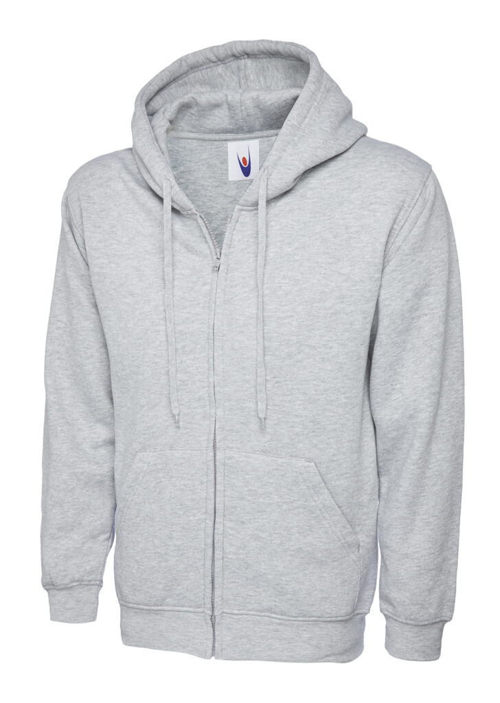 Uneek UC504 Adults Classic Full Zip Hooded Sweatshirt - Grey