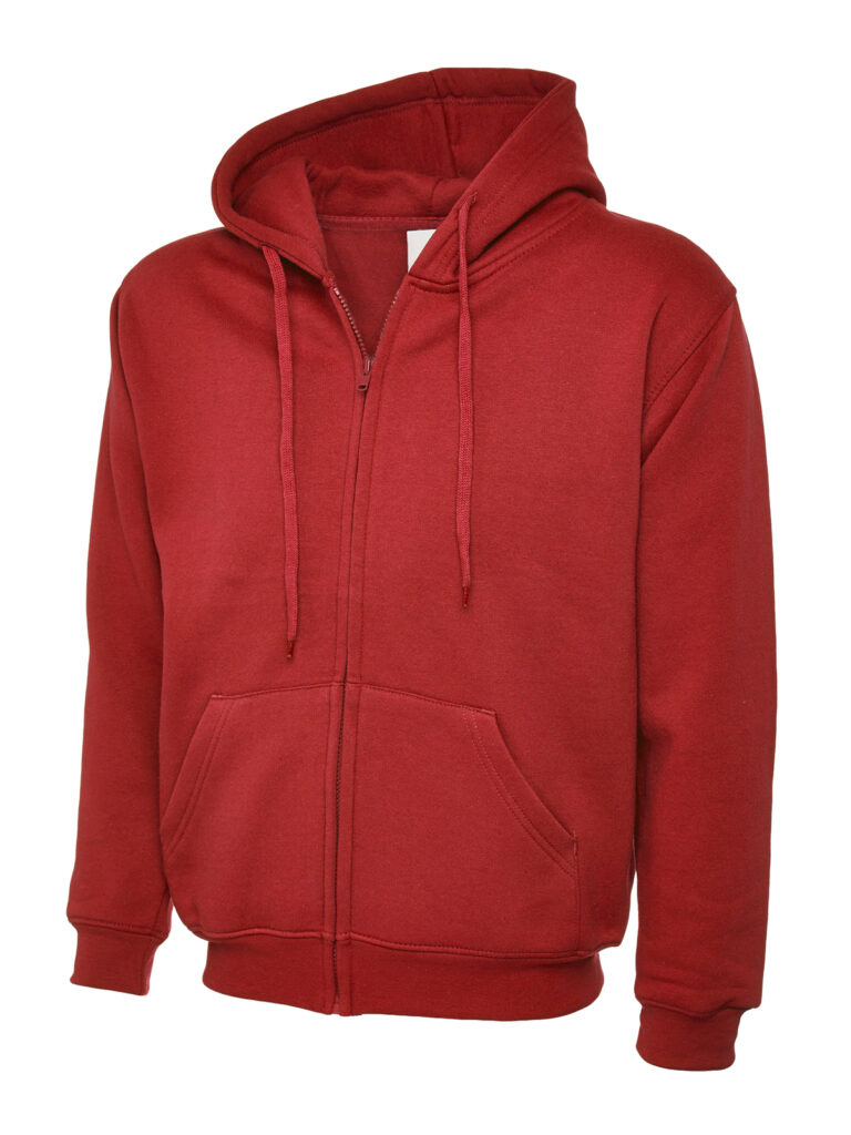 Uneek UC504 Adults Classic Full Zip Hooded Sweatshirt - Red
