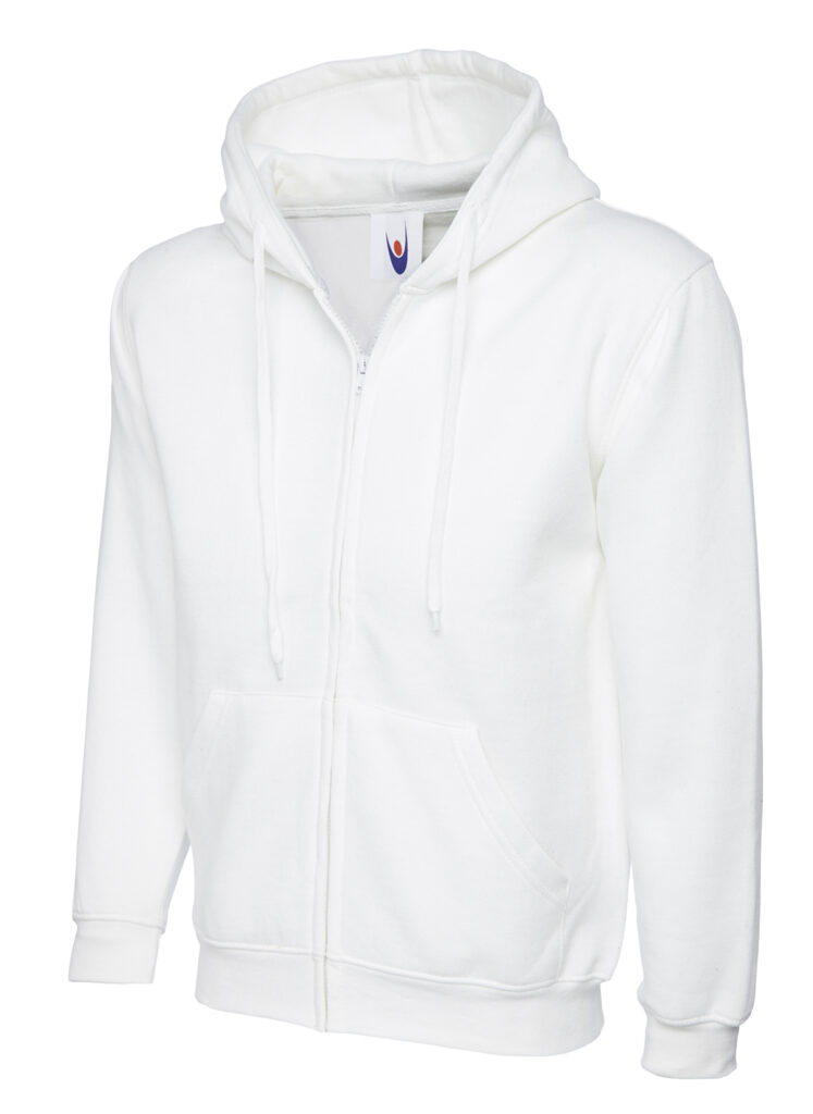 Uneek UC504 Adults Classic Full Zip Hooded Sweatshirt - White