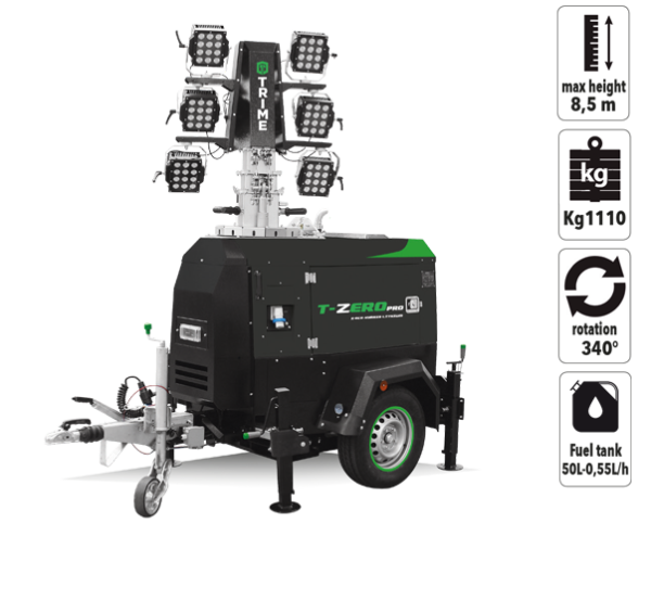 Trime X-ECO 6×100W Lithium Hybrid Lighting Tower