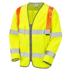 LEO BARBROOK ISO 20471 Cl 3 Orange Brace Sleeved Waistcoat