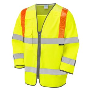 LEO TADDIPORT ISO 20471 Cl 3 Orange Brace 3/4 Sleeve Waistcoat