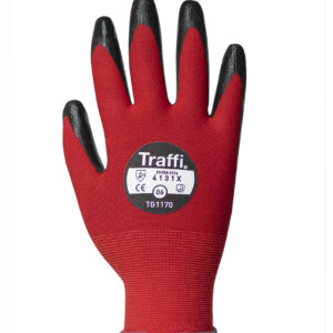 Traffi TG1170 X-DURA Flat Nitrile Cut Level 1 Safety Glove - Pack of 10