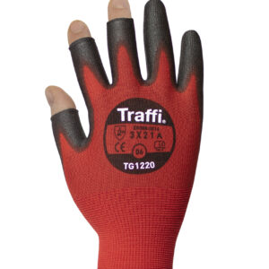 Traffi TG1220 X-DURA 3-DIGIT PU Cut Level A Safety Glove - Pack of 10