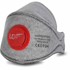UCi UCFX3-P3VC X3 Series FFP3 Valved Tri-Fold Carbon Masks - Box of 10